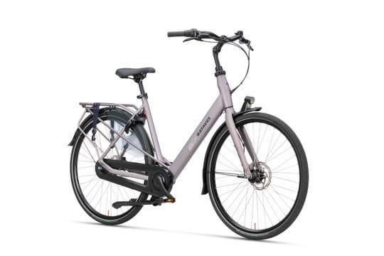 Moderne grijze stadsfiets met lage instap