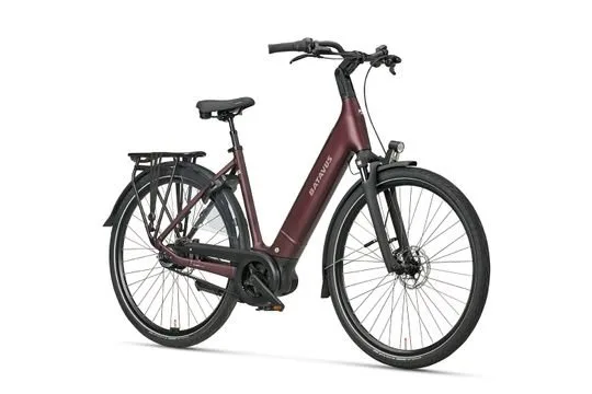 Bordeaux-red Gazelle electric bike on a white background